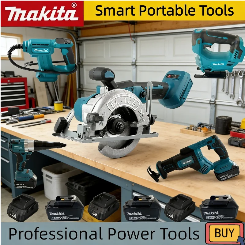 Набор аккумуляторных инструментов Makita: беспроводной перфоратор, заклепочник, мощный вентилятор, беспроводная пила, воздушный компрессор, аккумулятор 18В.
Набор аккумуляторных инструментов Makita: беспроводной перфоратор, заклепочник, мощный вентилятор, беспроводная пила, воздушный компрессор, аккумулятор 18В.