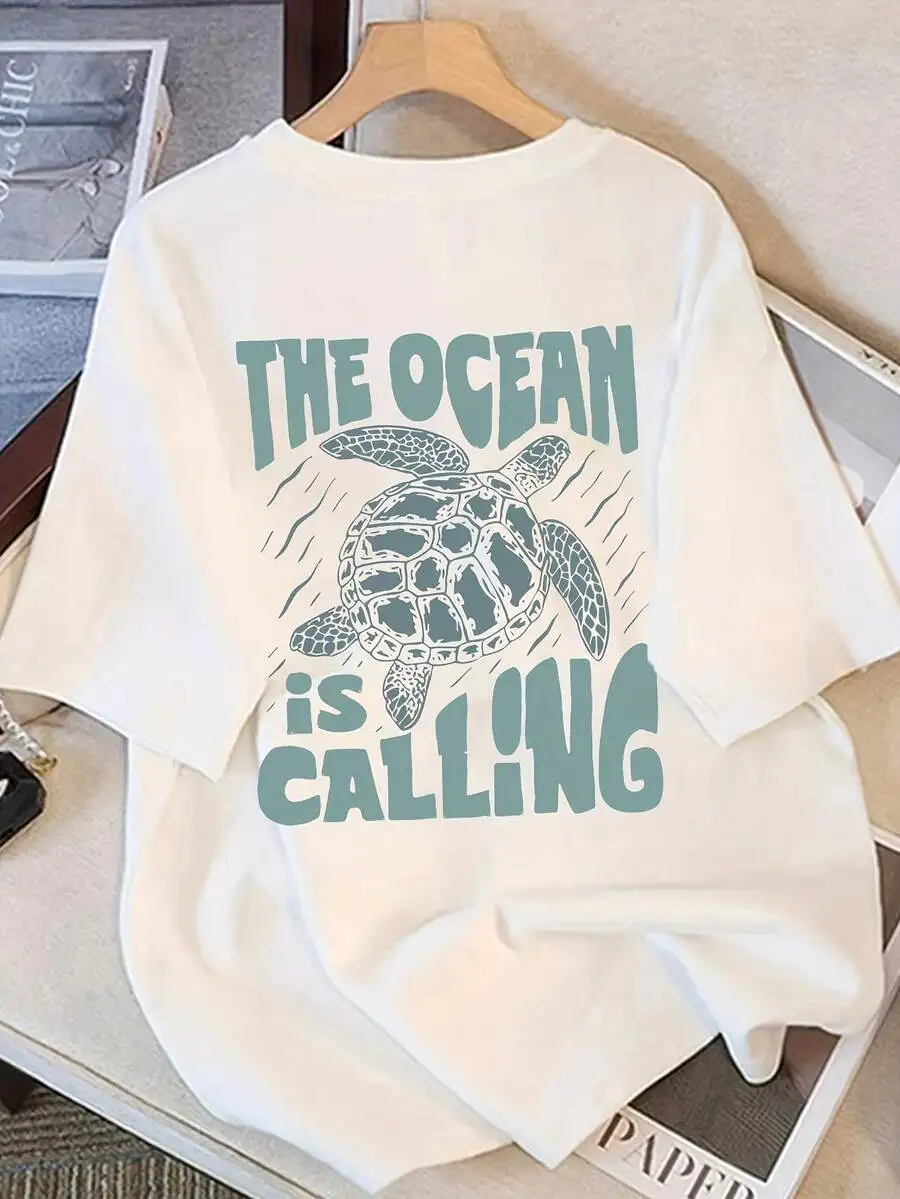Womens Loose Fit Short Sleeve Tee With Turtle Print Round Neck Knitted Polyester Casual Top
Womens Loose Fit Short Sleeve Tee With Turtle Print Round Neck Knitted Polyester Casual Top