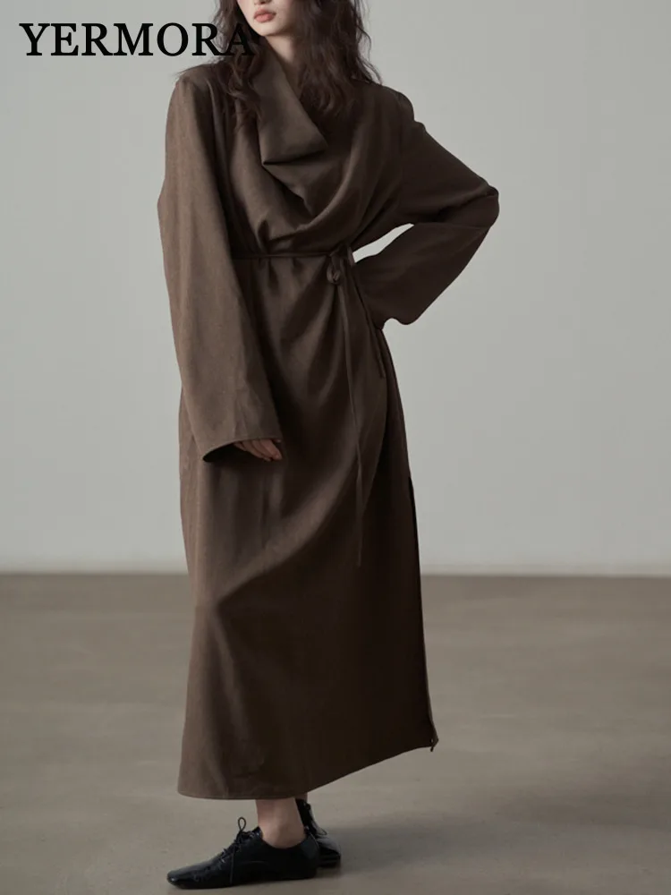 YERMORA Women Brown Bandage Big Size Brief Elegant Dress Pile Collar Long Sleeve Loose Fit Fashion Tide Spring Autumn 2025 A827
YERMORA Women Brown Bandage Big Size Brief Elegant Dress Pile Collar Long Sleeve Loose Fit Fashion Tide Spring Autumn 2025 A827