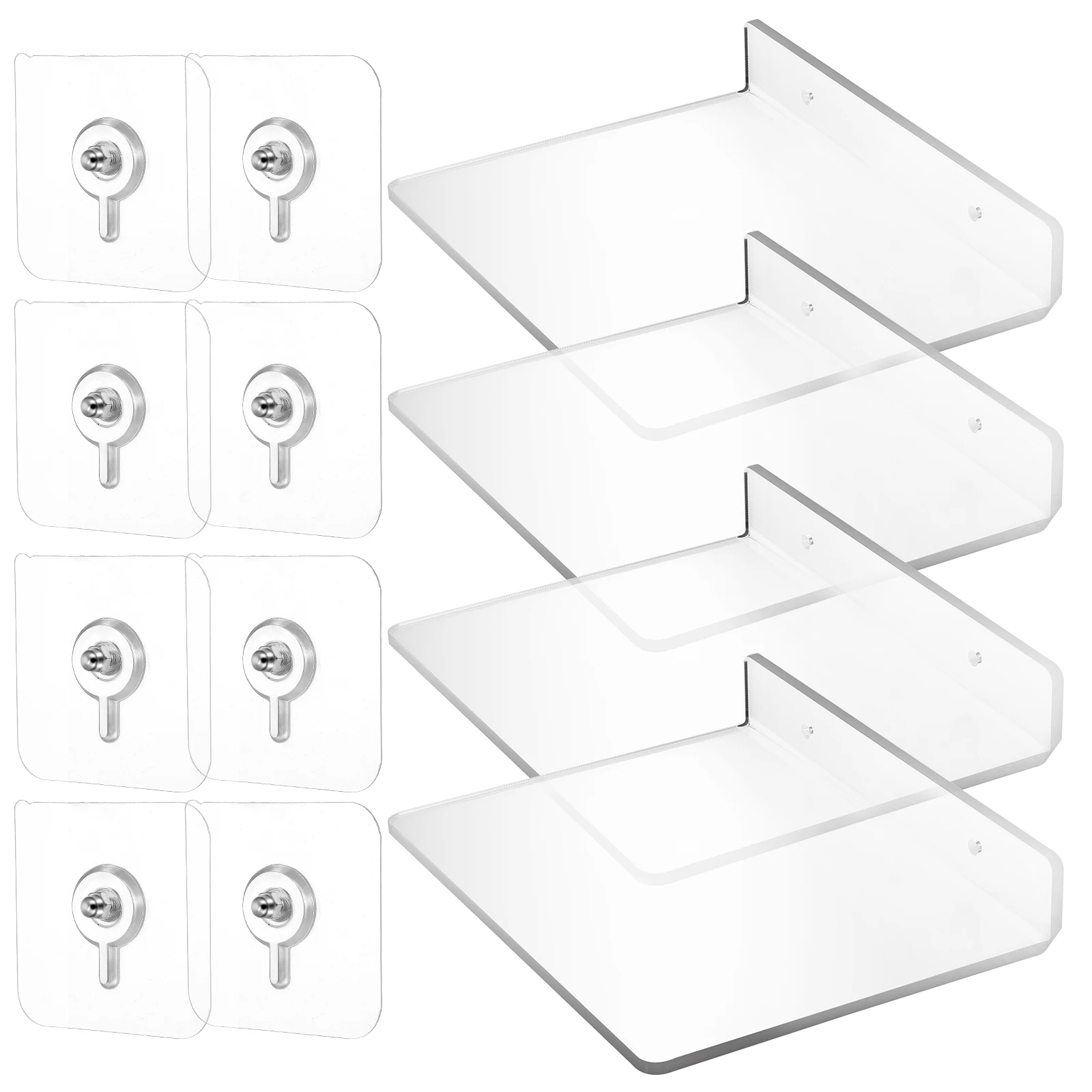 4 pcs Acrylic Floating Shelves 20x15cm Hole Free Wall Mounted Bathroom Kitchen Storage Rack No Drilling Modern Transparent
4 pcs Acrylic Floating Shelves 20x15cm Hole Free Wall Mounted Bathroom Kitchen Storage Rack No Drilling Modern Transparent