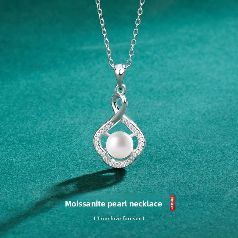 D-Color Floating Moissanite & Freshwater Pearl Pendant Necklace, Platinum Plated S925 Silver, Exquisite Collarbone Jewelry
D-Color Floating Moissanite & Freshwater Pearl Pendant Necklace, Platinum Plated S925 Silver, Exquisite Collarbone Jewelry