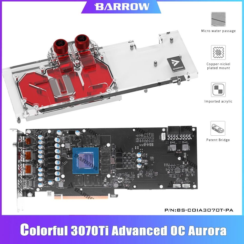 Barrow GPU Waterblock Water Cooling Block for Colorful 3070Ti Advanced OC Aurora LRC2.0 Full Cover Water Block RGB GPU Cooler
Barrow GPU Waterblock Water Cooling Block for Colorful 3070Ti Advanced OC Aurora LRC2.0 Full Cover Water Block RGB GPU Cooler