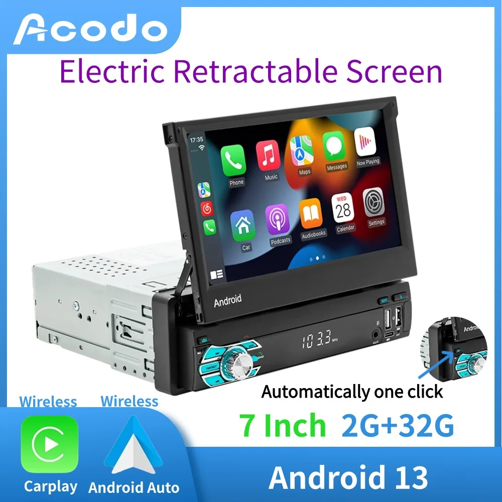 Автомобильный мультимедийный плеер ACODO, магнитола на Android 13, с выдвижным 7 "экраном, GPS, Типоразмер 1 Din
Автомобильный мультимедийный плеер ACODO, магнитола на Android 13, с выдвижным 7 "экраном, GPS, Типоразмер 1 Din