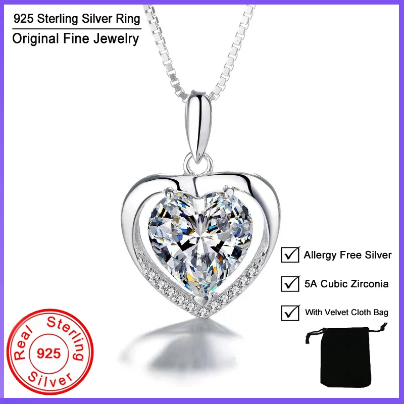 100% Original 925 Sterling Silver Heart Cubic Zircon Pendant&Necklace Women's Romantic Gift Jewelry With 45cm Chain &Gift Bag
100% Original 925 Sterling Silver Heart Cubic Zircon Pendant&Necklace Women's Romantic Gift Jewelry With 45cm Chain &Gift Bag
