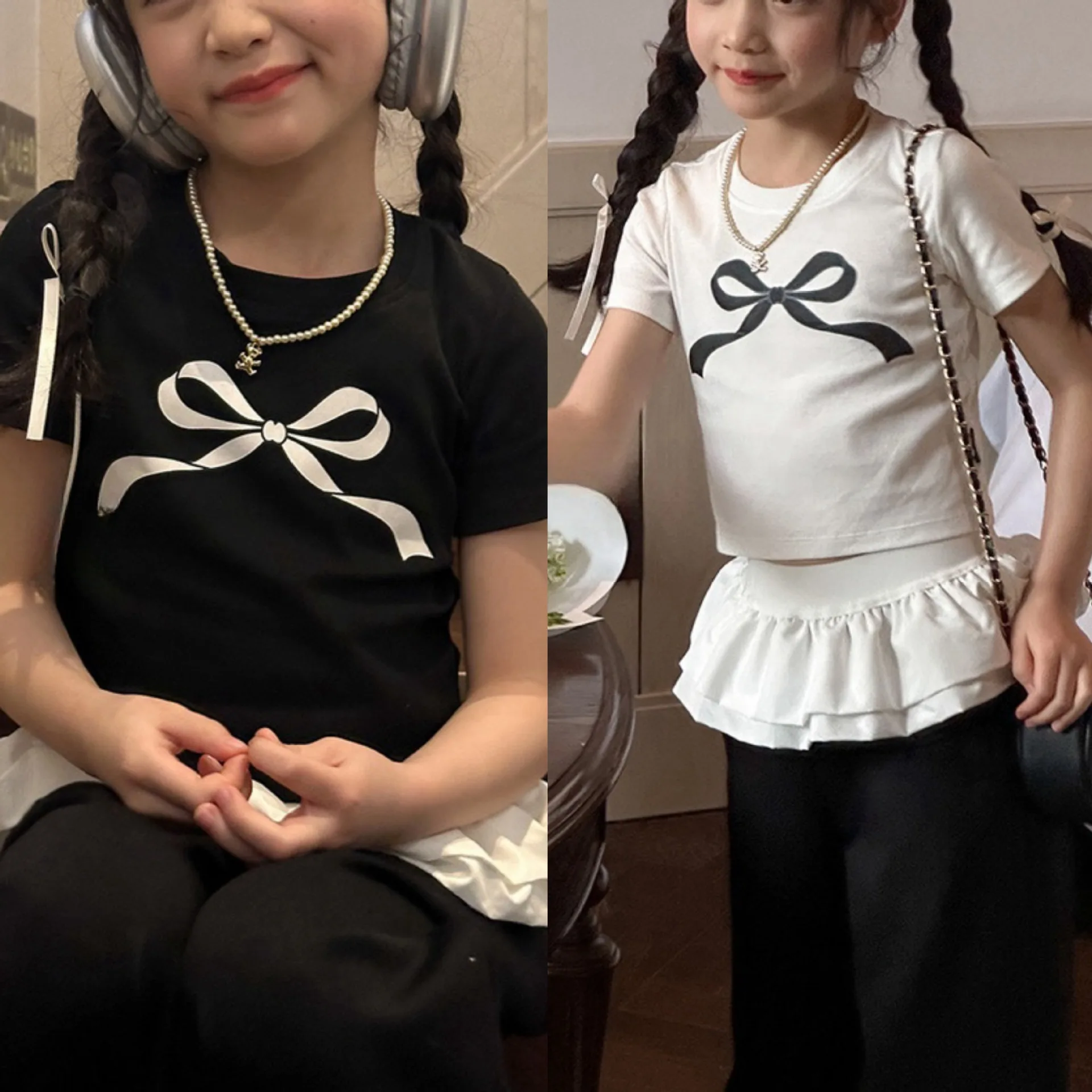 Childrens Top 2024 Summer New Casual Fashion Solid Color Printed Bow Light and Thin Top Loose and Comfortable Children Clothing
Childrens Top 2024 Summer New Casual Fashion Solid Color Printed Bow Light and Thin Top Loose and Comfortable Children Clothing