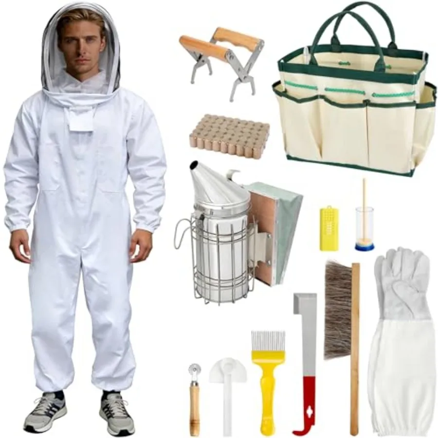 Blisstime 13pcs Bee Hives Starter Kit Beekeeping Supplies with Bee Suit, Bee Supplies and Equipment with Bee Smoker, Honey Bee
Blisstime 13pcs Bee Hives Starter Kit Beekeeping Supplies with Bee Suit, Bee Supplies and Equipment with Bee Smoker, Honey Bee