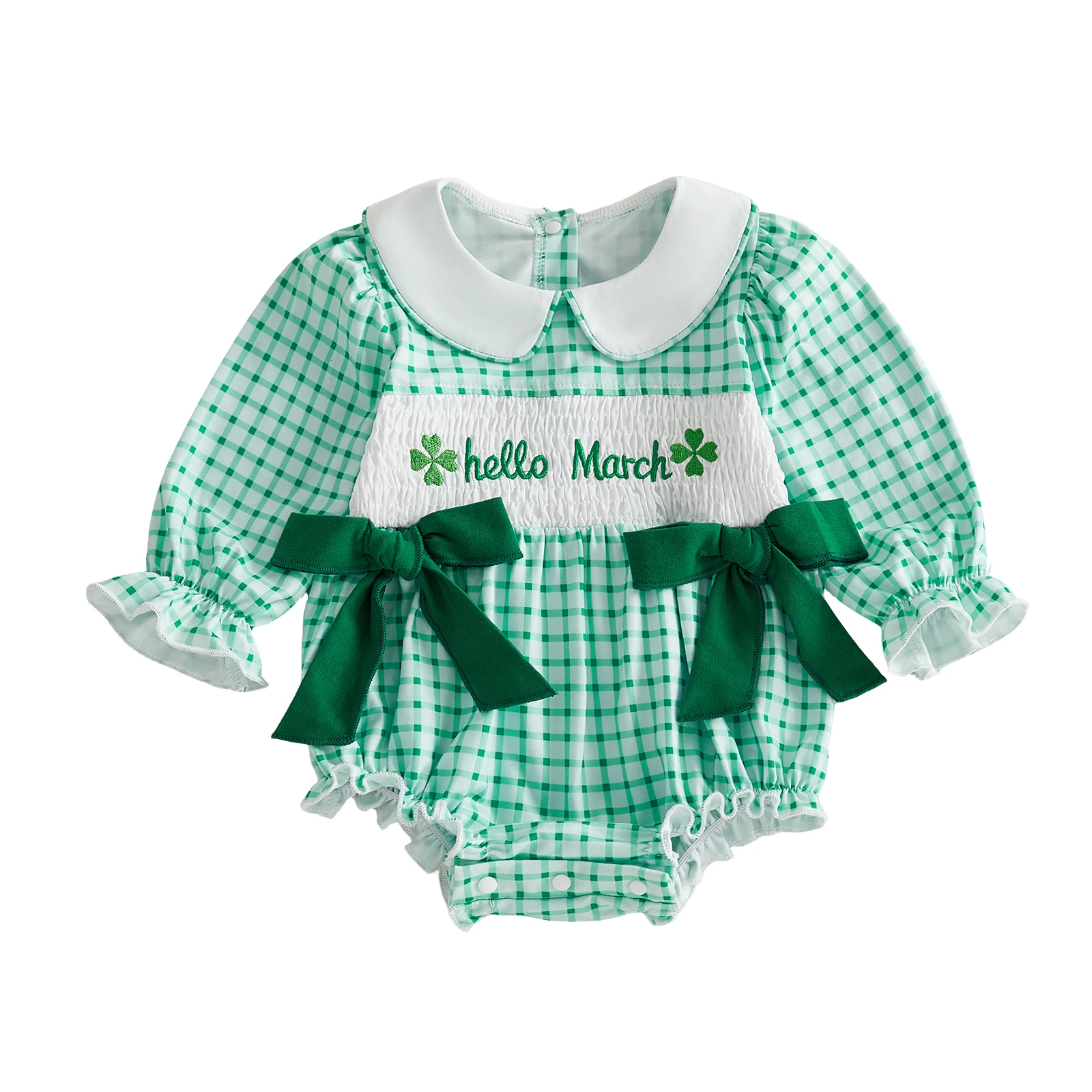 Ирландский фестиваль, комбинезон для маленьких девочек, удобный клетчатый комбинезон с длинными рукавами и кукольным воротником, трилистником и вышивкой
Ирландский фестиваль, комбинезон для маленьких девочек, удобный клетчатый комбинезон с длинными рукавами и кукольным воротником, трилистником и вышивкой