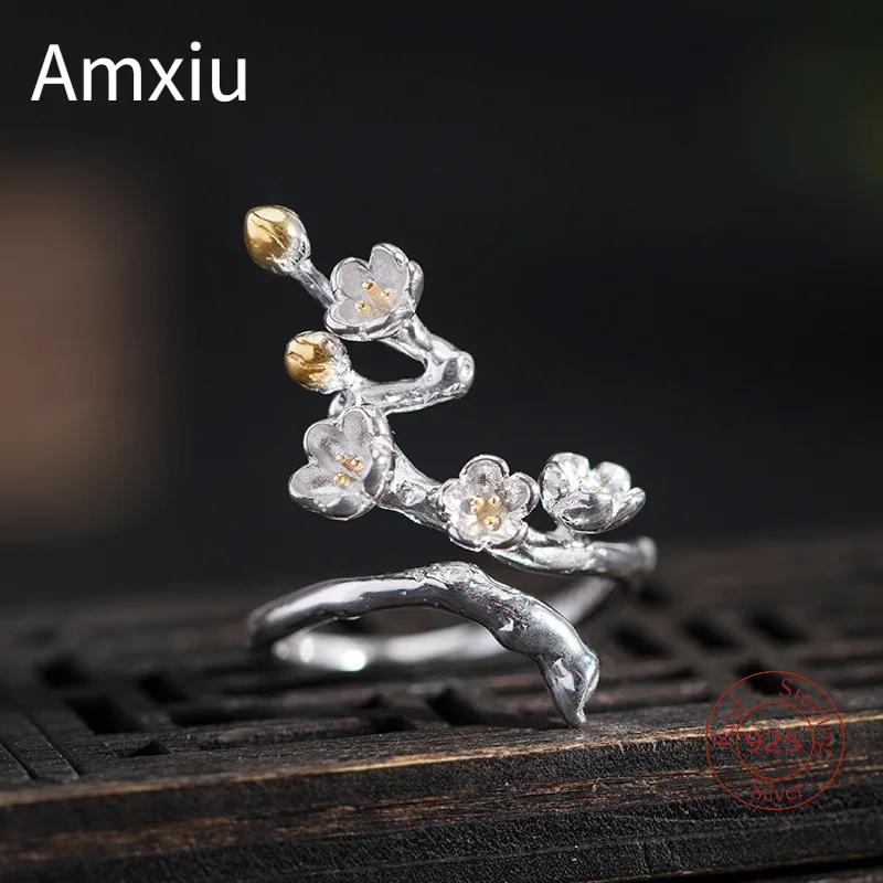 Amxiu Sterling Silver 925 Design Antique Han Suit Plum Blossom Branch Ring Female China-Chic Flower Ring Handwear
Amxiu Sterling Silver 925 Design Antique Han Suit Plum Blossom Branch Ring Female China-Chic Flower Ring Handwear
