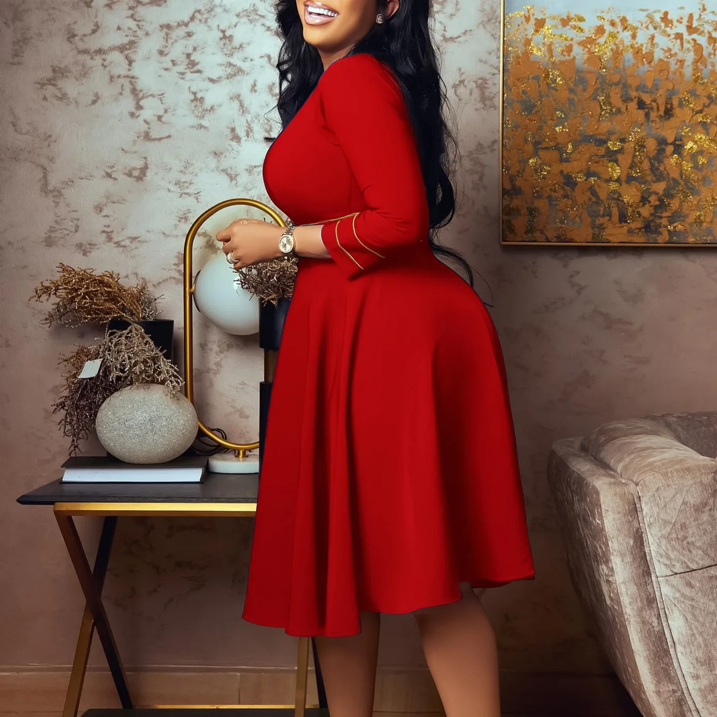 Autumn 2024 Women's Large Dress Female Fashion Zipper Pleated Round Neck Swing Dress African Elegant Party Clothing
Autumn 2024 Women's Large Dress Female Fashion Zipper Pleated Round Neck Swing Dress African Elegant Party Clothing
