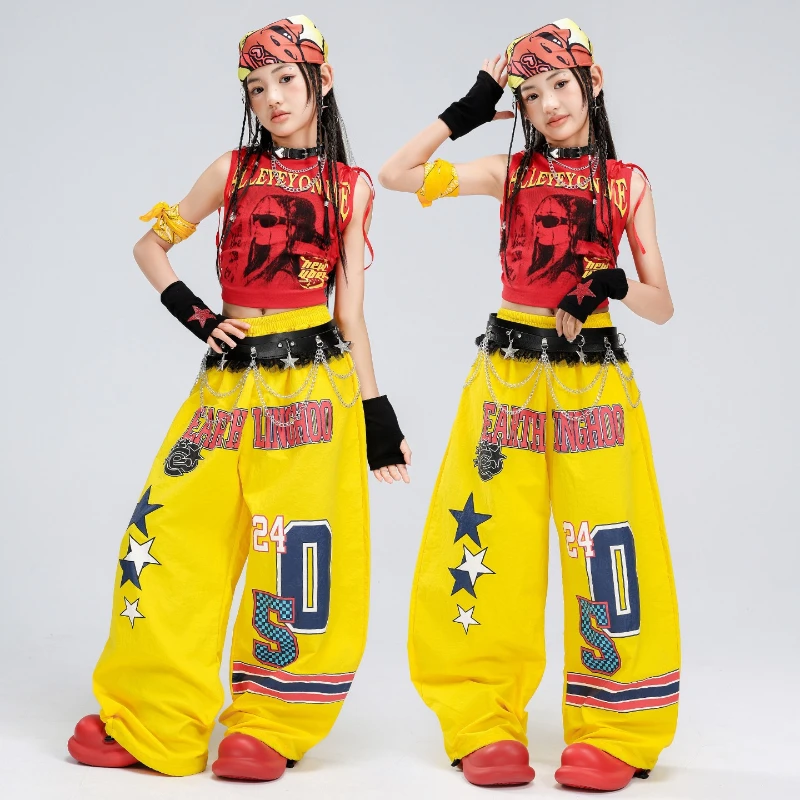 New Girls Jazz Dance Costume Red Vest Top Print Pants Loose Hip Hop Suit Group Street Dance Performance Wear Stage Clothes Sets
New Girls Jazz Dance Costume Red Vest Top Print Pants Loose Hip Hop Suit Group Street Dance Performance Wear Stage Clothes Sets