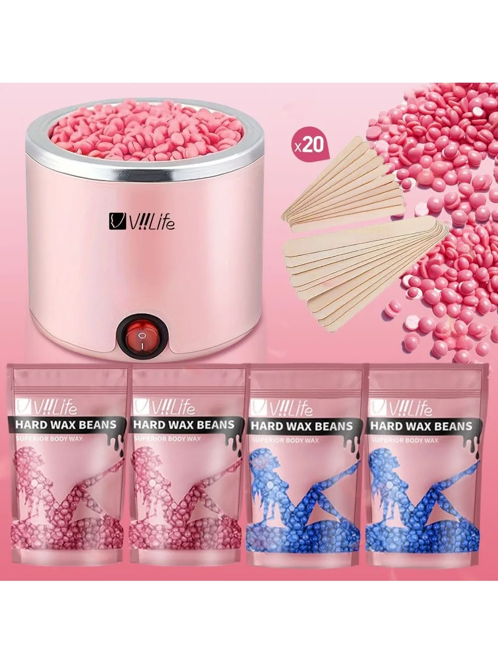 Wax Kit Pink Hair Removal Waxing Kit For Women Men Hot Wax Warmer Pot For Face, Eyebrow, Body, Brazilian, Bikini, Waxing Machine
Wax Kit Pink Hair Removal Waxing Kit For Women Men Hot Wax Warmer Pot For Face, Eyebrow, Body, Brazilian, Bikini, Waxing Machine