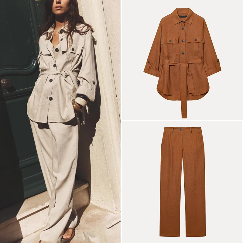 Summer 2025 Women's Faion irt Collar Straight Leg Pants Polyester Fiber Z Brand New Arrival Ele Workwear Set
Summer 2025 Women's Faion irt Collar Straight Leg Pants Polyester Fiber Z Brand New Arrival Ele Workwear Set