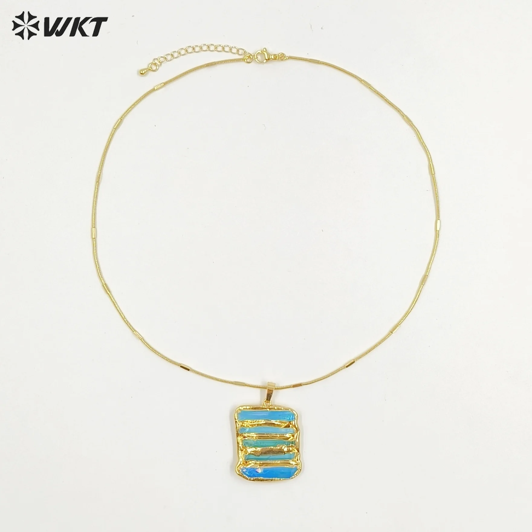 WT-N1494 Amazing Women Necklace With Aura Aqua Quartz Stone Pendant Gold Plated Tiny Chain Wholesale Jewelry Birthday Gift
WT-N1494 Amazing Women Necklace With Aura Aqua Quartz Stone Pendant Gold Plated Tiny Chain Wholesale Jewelry Birthday Gift