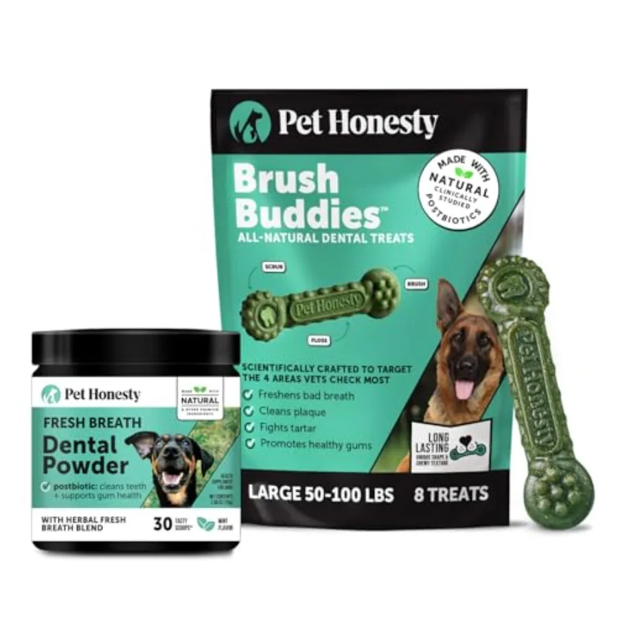 Dog Dental Care Bundle Breath Freshener Dental Powder 30 Servings + Brush Buddies Dental Sticks for Large Dogs (8 Ct) Teeth Cle
Dog Dental Care Bundle Breath Freshener Dental Powder 30 Servings + Brush Buddies Dental Sticks for Large Dogs (8 Ct) Teeth Cle