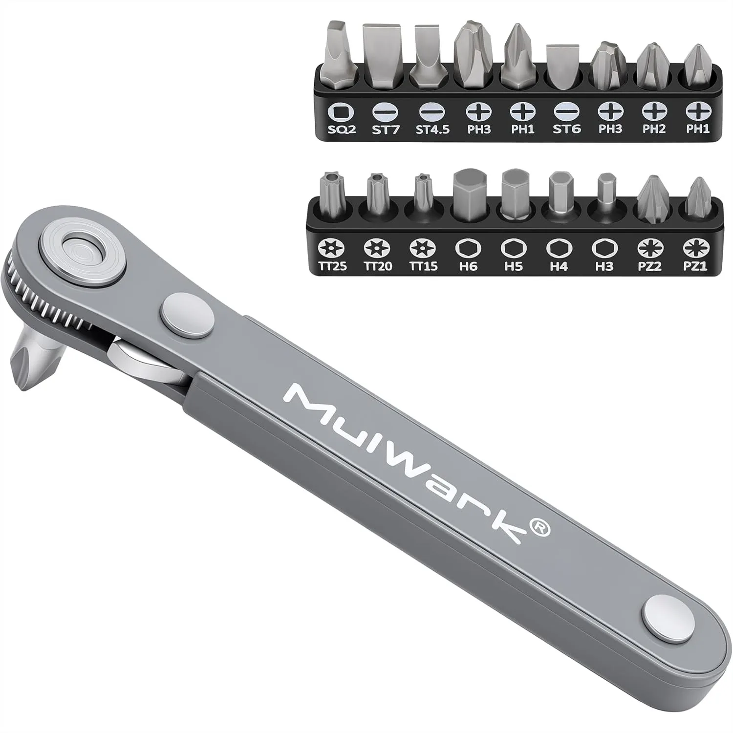 20pc 1/4 Ultra Low Profile Mini Ratchet Wrench Set for Tight Spaces with High Torque Right Angle Reversible Drive Handle & Multi
20pc 1/4 Ultra Low Profile Mini Ratchet Wrench Set for Tight Spaces with High Torque Right Angle Reversible Drive Handle & Multi