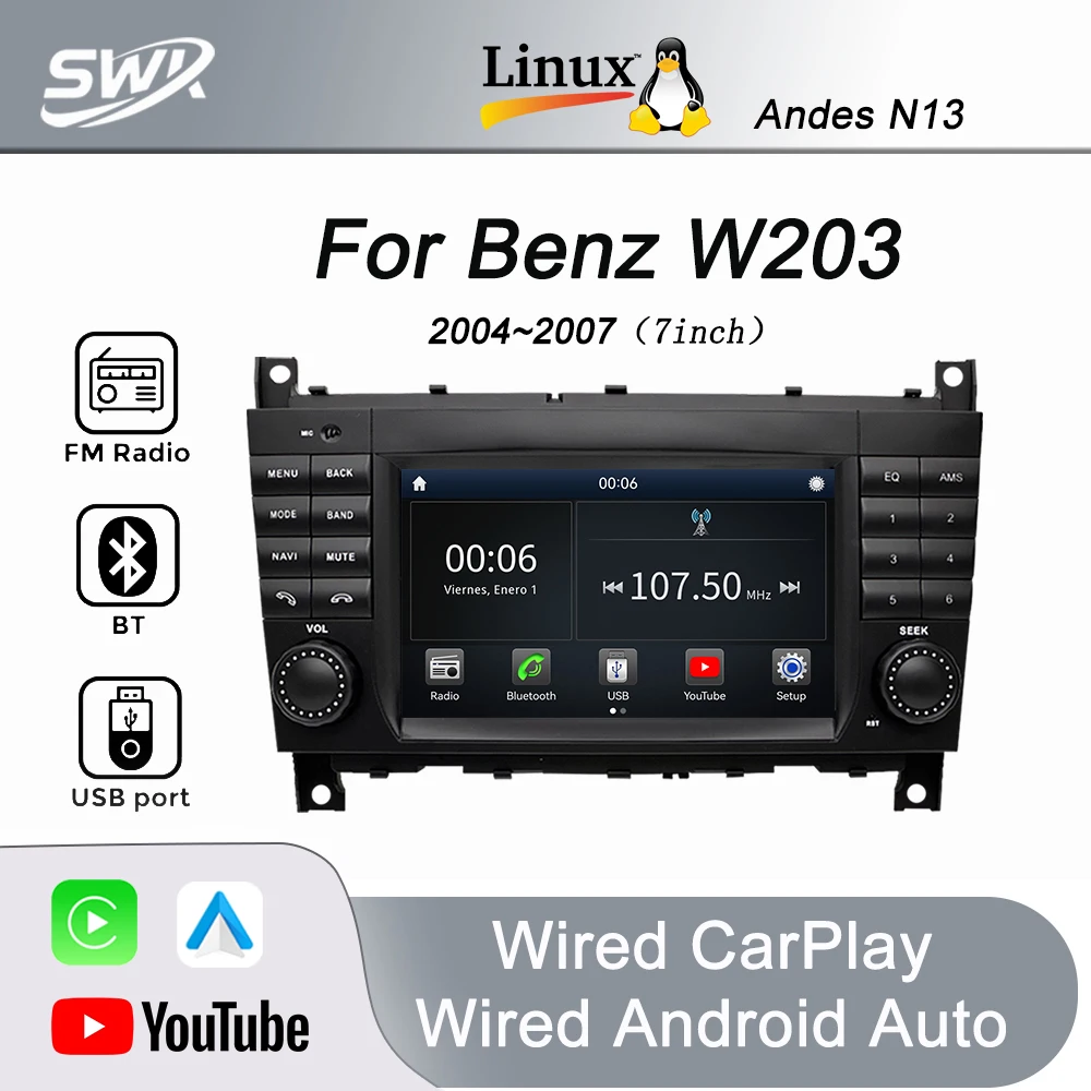 Автомагнитола для Mercedes-Benz W203, 7 дюймов, система Linux, Bluetooth 5.1, FM, PSD, USB, Carplay, Android Auto, Mirror-link, Plug and Play
Автомагнитола для Mercedes-Benz W203, 7 дюймов, система Linux, Bluetooth 5.1, FM, PSD, USB, Carplay, Android Auto, Mirror-link, Plug and Play