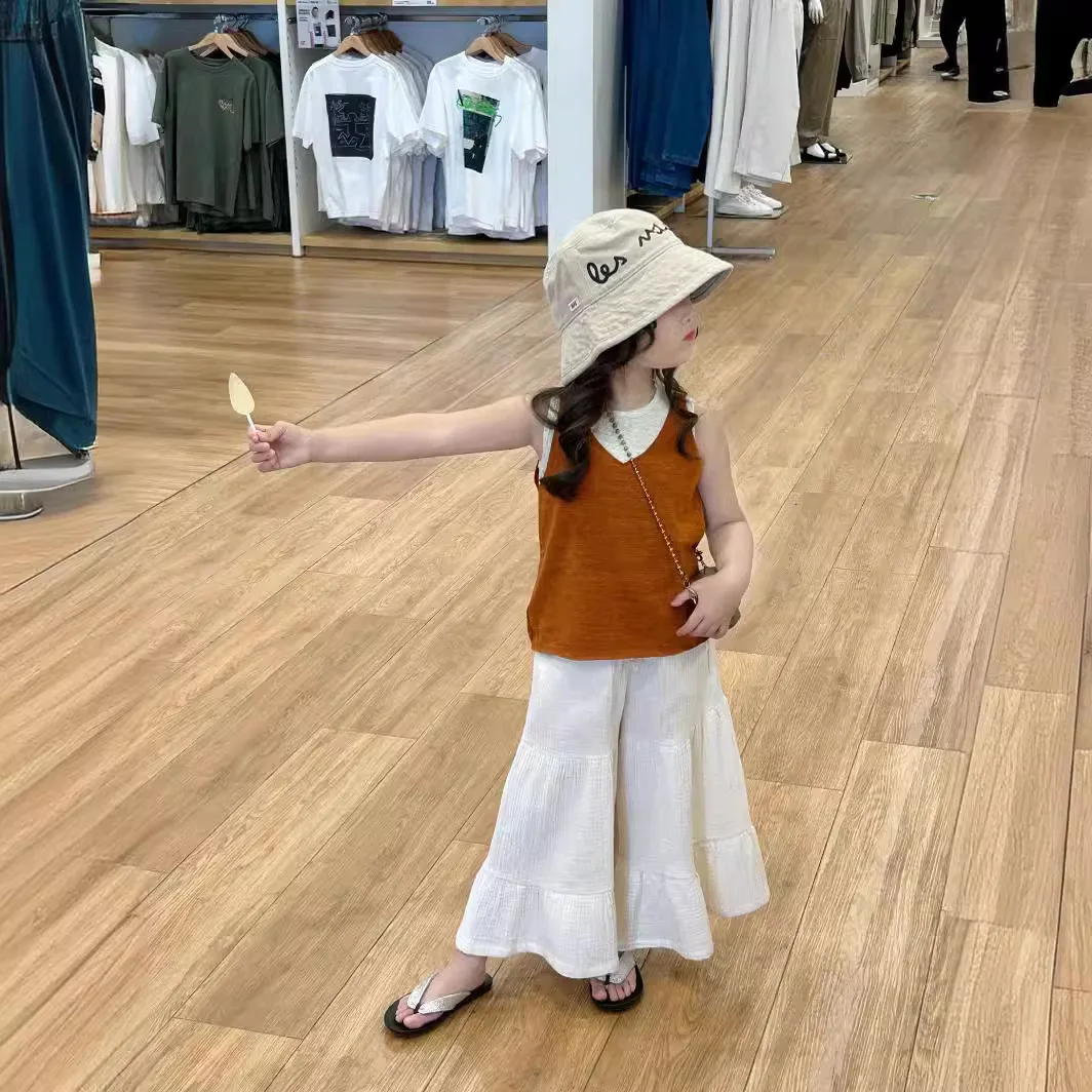 Girls Blouse 2024 Summer New Childrens Clothes Korean Style Girls Pure Color Simple Strap Knit Vest Casual Simple All-matching
Girls Blouse 2024 Summer New Childrens Clothes Korean Style Girls Pure Color Simple Strap Knit Vest Casual Simple All-matching