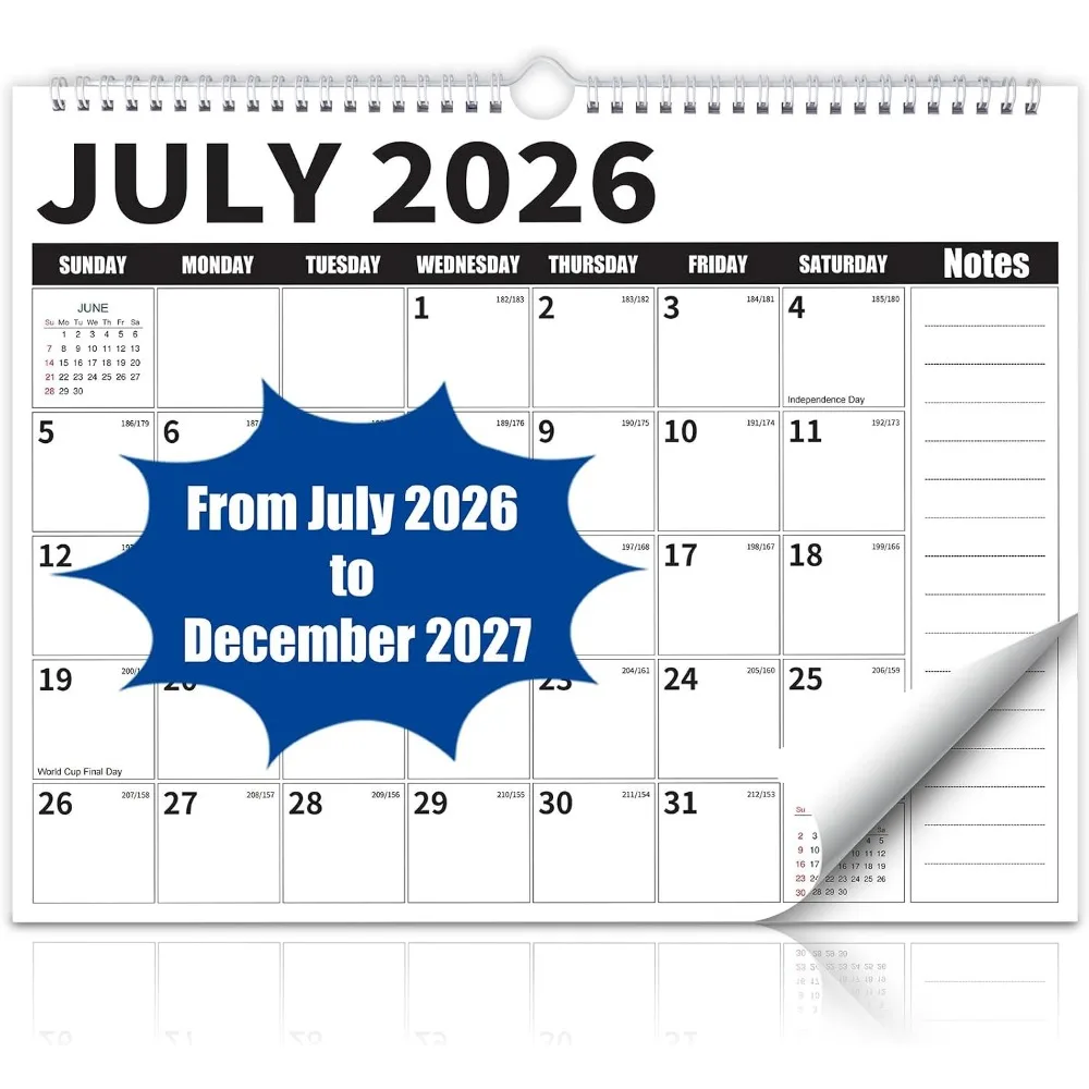 Large 18-Month Hanging Calendar 2026-2027: Monthly Planner, Ruled Blocks, Thick Paper, Holidays, To-Do List
Large 18-Month Hanging Calendar 2026-2027: Monthly Planner, Ruled Blocks, Thick Paper, Holidays, To-Do List