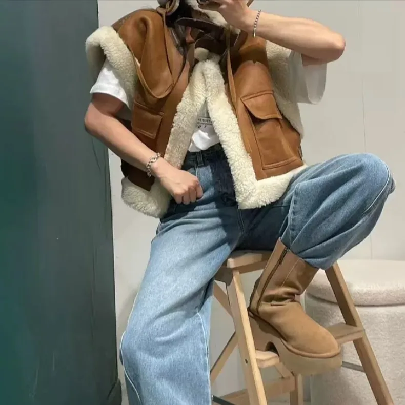 Women's Jaet Vest Thiened Autumn Winter Faionable Versatile Loose Collar Warm Top Dongda Gate Design Sense
Women's Jaet Vest Thiened Autumn Winter Faionable Versatile Loose Collar Warm Top Dongda Gate Design Sense