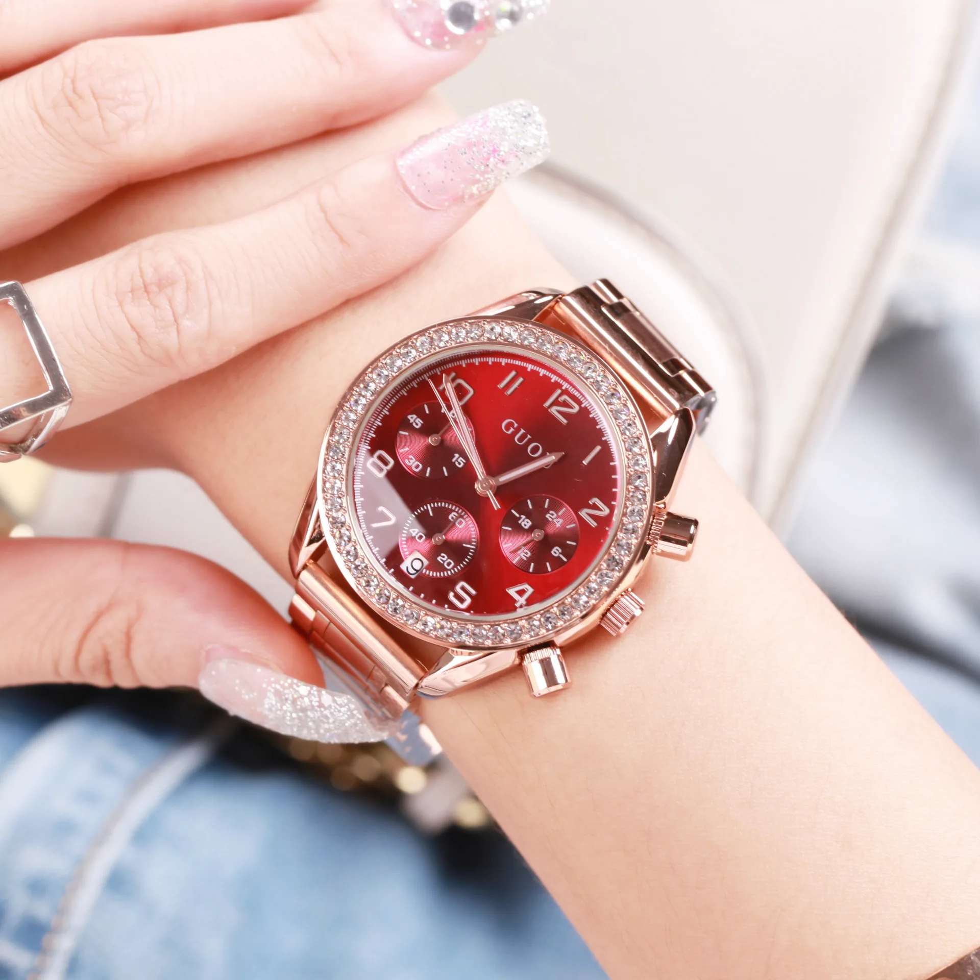 New Luxury Stainless Steel Strap Calendar Fashion Women'S Six-Hand Multi-Function Rose Gold Wristwatch - A Unique Timepiece.
New Luxury Stainless Steel Strap Calendar Fashion Women'S Six-Hand Multi-Function Rose Gold Wristwatch - A Unique Timepiece.