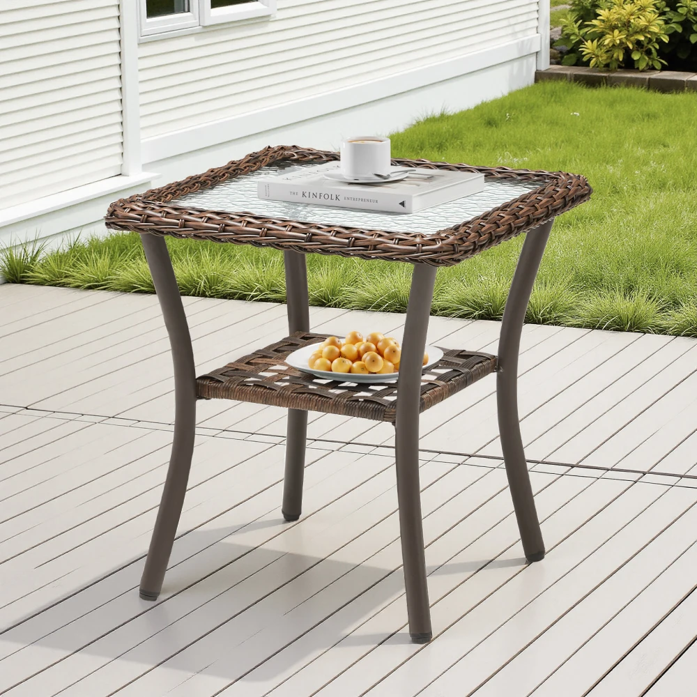 Outdoor Wicker Side Table 20x20x20in, All Weather Rattan Patio Square End Table for Pool Balcony Deck Porch
Outdoor Wicker Side Table 20x20x20in, All Weather Rattan Patio Square End Table for Pool Balcony Deck Porch