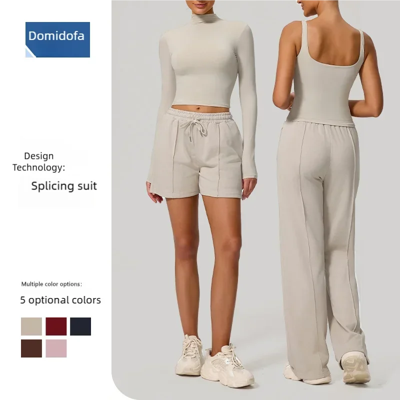 Drawstring sports shorts set, women's high-waisted wide-leg slimming long-sleeved pants set, suitable for gym and running
Drawstring sports shorts set, women's high-waisted wide-leg slimming long-sleeved pants set, suitable for gym and running