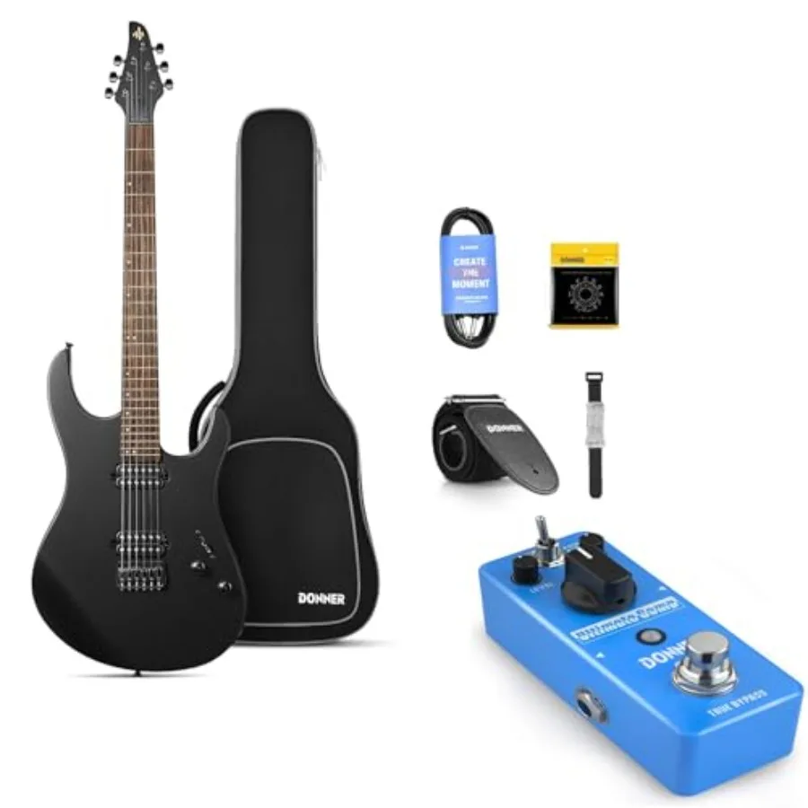 Beginner electric guitar kit: solid body, matte finish, 39-inch metal construction, includes compressor pedal
Beginner electric guitar kit: solid body, matte finish, 39-inch metal construction, includes compressor pedal