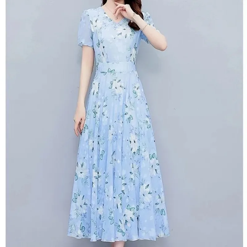 Women's Floral Chiffon Short Sleeve Dress V Neck Casual Vacation Travel Long Slim Fit Flowy Skirt
Women's Floral Chiffon Short Sleeve Dress V Neck Casual Vacation Travel Long Slim Fit Flowy Skirt
