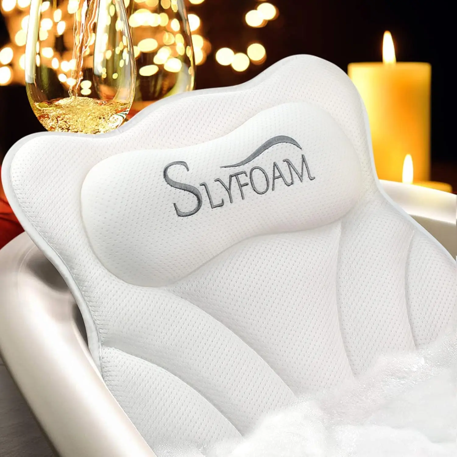 Bath Pillow with Anti-Slip Suction Cups, 4D Mesh Spa Tub Headrest for Neck and Back Support, Bathtub Cushion for Jacuzzi
Bath Pillow with Anti-Slip Suction Cups, 4D Mesh Spa Tub Headrest for Neck and Back Support, Bathtub Cushion for Jacuzzi