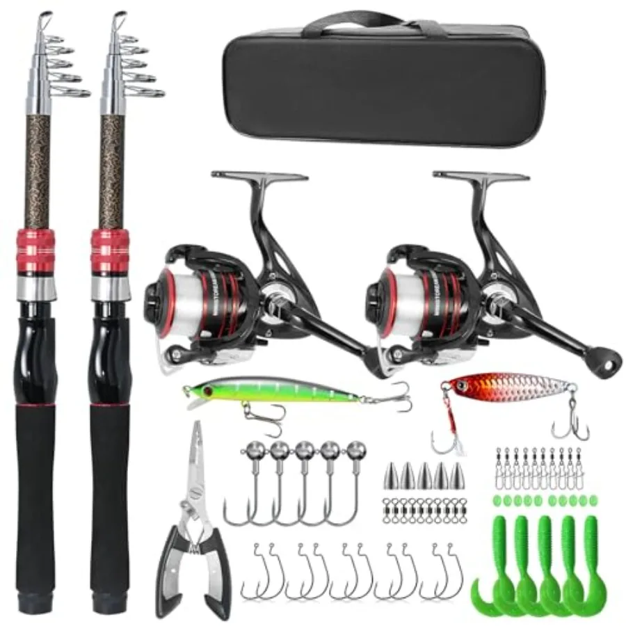 Carbon Fiber Fishing Pole Combo Set -2PACK 2.1m/6.89ft Spinning Reel 57pcs Accessories Kit for Saltwater and Freshwater Fishing
Carbon Fiber Fishing Pole Combo Set -2PACK 2.1m/6.89ft Spinning Reel 57pcs Accessories Kit for Saltwater and Freshwater Fishing
