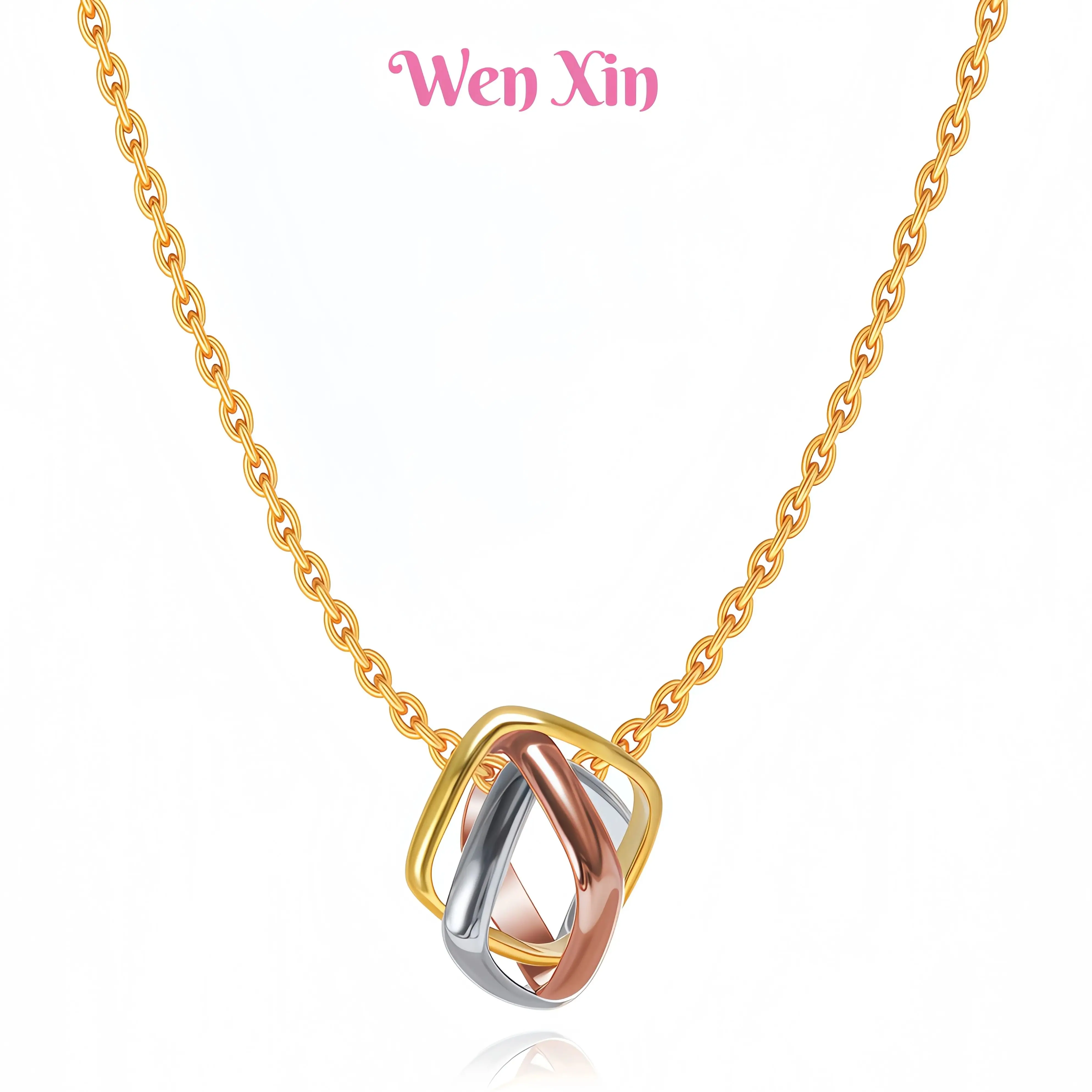 WENXIN Brand MUSHAN Hot Selling Fashion Classic Smooth And Minimalist Interlocking Necklace Square Three Ring Tricolor Necklace
WENXIN Brand MUSHAN Hot Selling Fashion Classic Smooth And Minimalist Interlocking Necklace Square Three Ring Tricolor Necklace