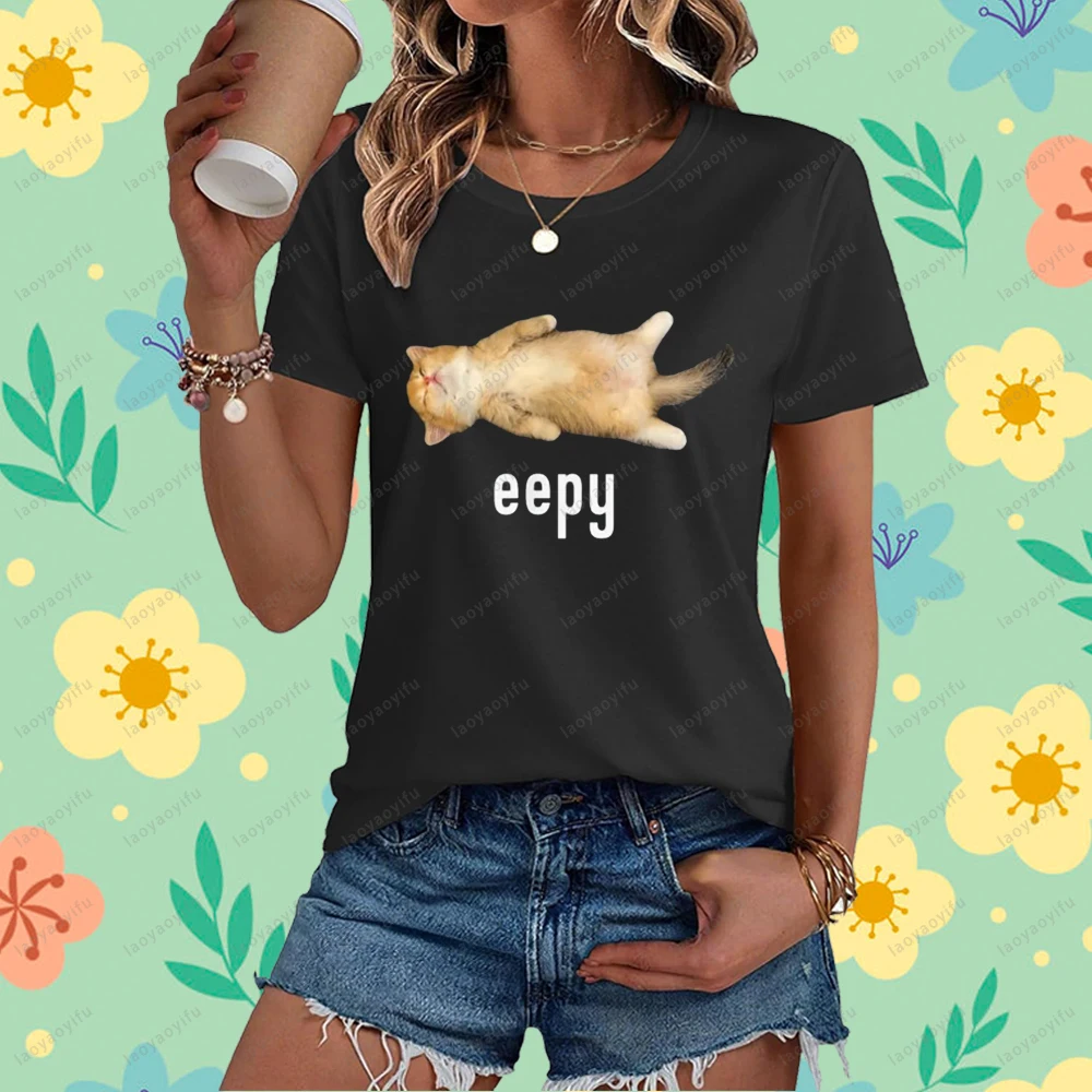 Funny Eepy Cat Graphic Print Women T-shirt Casual Summer Trendy Crew Neck Comfort Tops Tees Fashion Harajuku Y2k Unisex Clothing
Funny Eepy Cat Graphic Print Women T-shirt Casual Summer Trendy Crew Neck Comfort Tops Tees Fashion Harajuku Y2k Unisex Clothing