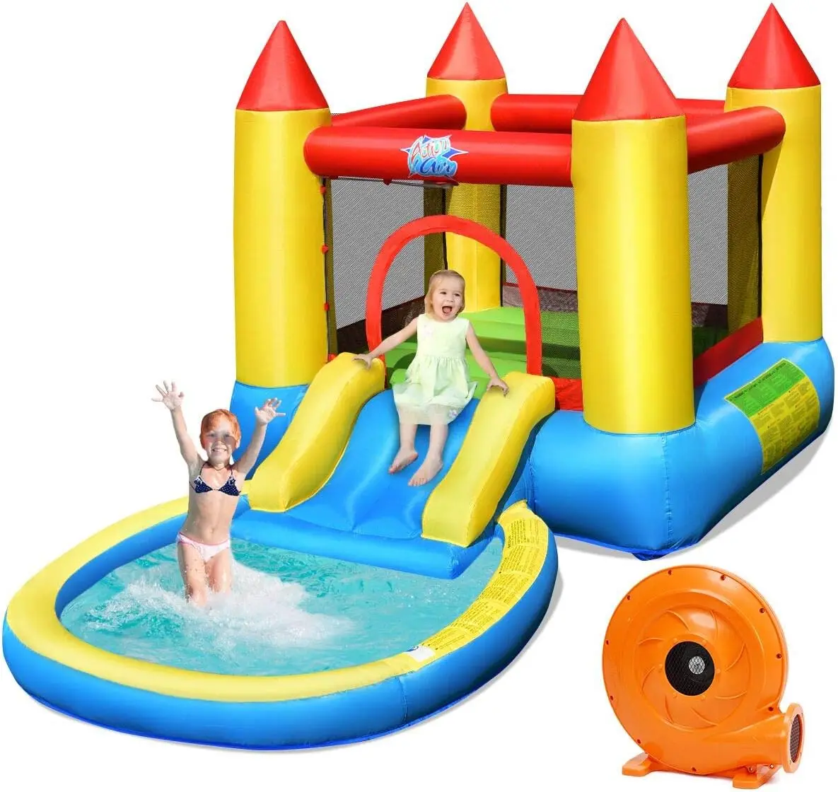 Inflatable Water Slide with 580w blower Toddler Water Bounce House Bouncy Park Castle w/Slide, Ocean Ball Pit
Inflatable Water Slide with 580w blower Toddler Water Bounce House Bouncy Park Castle w/Slide, Ocean Ball Pit