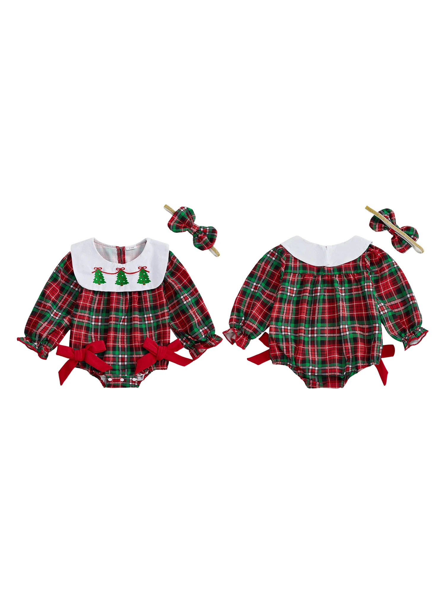 Toddler Girls Winter Plaid Romper with Reindeer Embroidery and Matching Bow Headband - Festive Holiday Jumpsuit for Baby Girls
Toddler Girls Winter Plaid Romper with Reindeer Embroidery and Matching Bow Headband - Festive Holiday Jumpsuit for Baby Girls