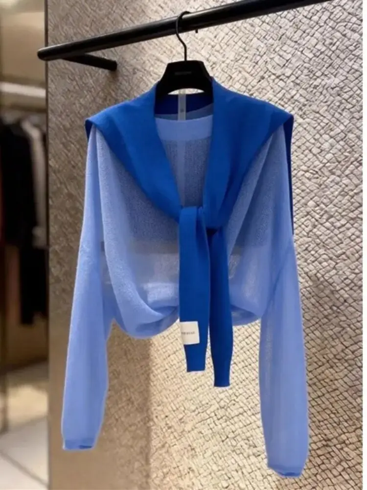 Blue Thin Long Sleeve Knitted Cover up Women's Spring Unique Beautiful Large Size with Shawl Air Conditioned Top Casual Style
Blue Thin Long Sleeve Knitted Cover up Women's Spring Unique Beautiful Large Size with Shawl Air Conditioned Top Casual Style