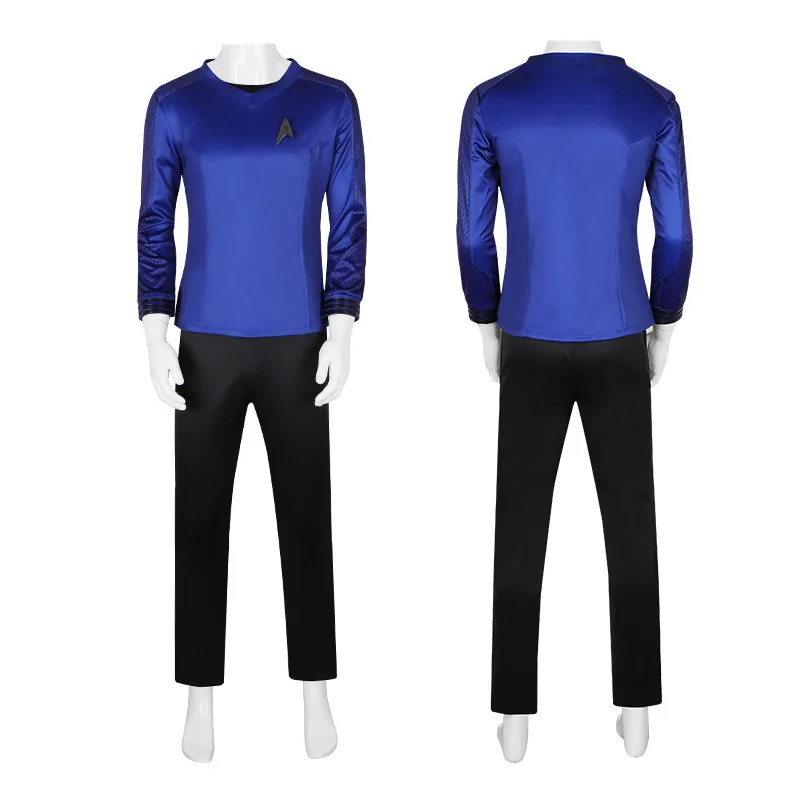 Костюм Star Trek, странный новый мир, синяя мужская форма, косплей, костюм на Хэллоуин
Костюм Star Trek, странный новый мир, синяя мужская форма, косплей, костюм на Хэллоуин