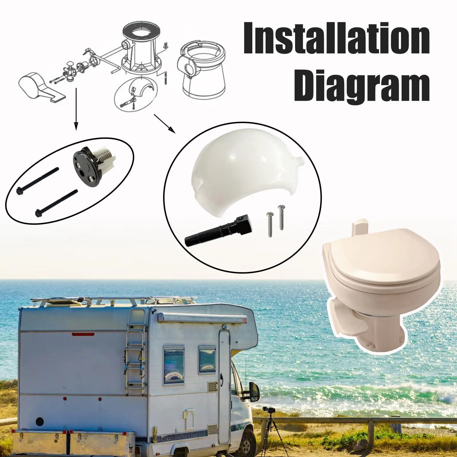 RV Toilet Flush Ball and Shaft Kit Accessory 385310681 High Performance Practical Replace for 749 1007 1148 648 110
RV Toilet Flush Ball and Shaft Kit Accessory 385310681 High Performance Practical Replace for 749 1007 1148 648 110
