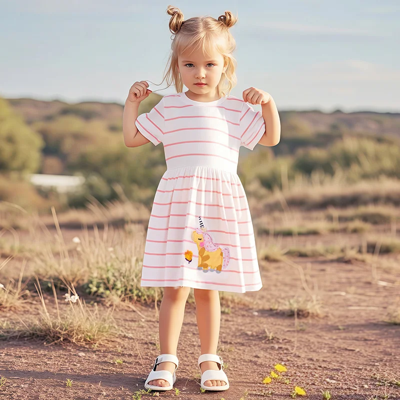 Jumping Meters Striped Unicorn Summer Princess Baby Girls Dresses Animals Applique Party Birthday Kids Short Sleeve Frocks
Jumping Meters Striped Unicorn Summer Princess Baby Girls Dresses Animals Applique Party Birthday Kids Short Sleeve Frocks