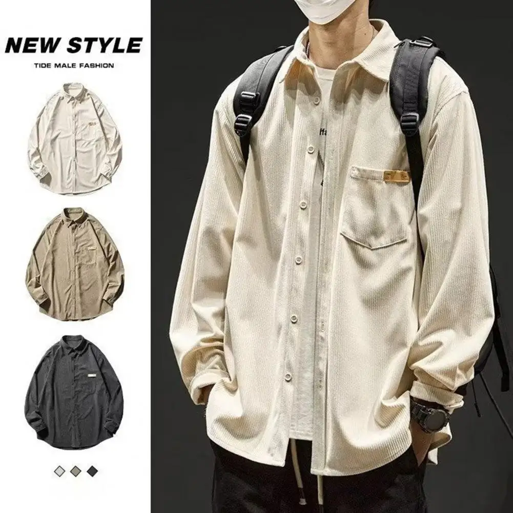 Retro Style Men Shirt Autumn Men Shirt Men's Spring Cargo Shirt with Turn-down Collar Single-breasted Design for Streetwear
Retro Style Men Shirt Autumn Men Shirt Men's Spring Cargo Shirt with Turn-down Collar Single-breasted Design for Streetwear
