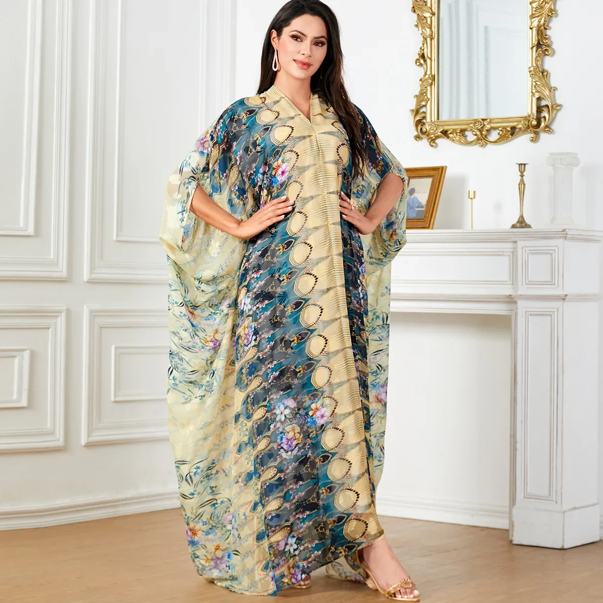 Femme Musulmane Vestidos Morocco Kaftan Women Muslim Batwing Sleeve Dress Print Caftan Robe Arabic Dubai Abaya Turkey Djellaba
Femme Musulmane Vestidos Morocco Kaftan Women Muslim Batwing Sleeve Dress Print Caftan Robe Arabic Dubai Abaya Turkey Djellaba