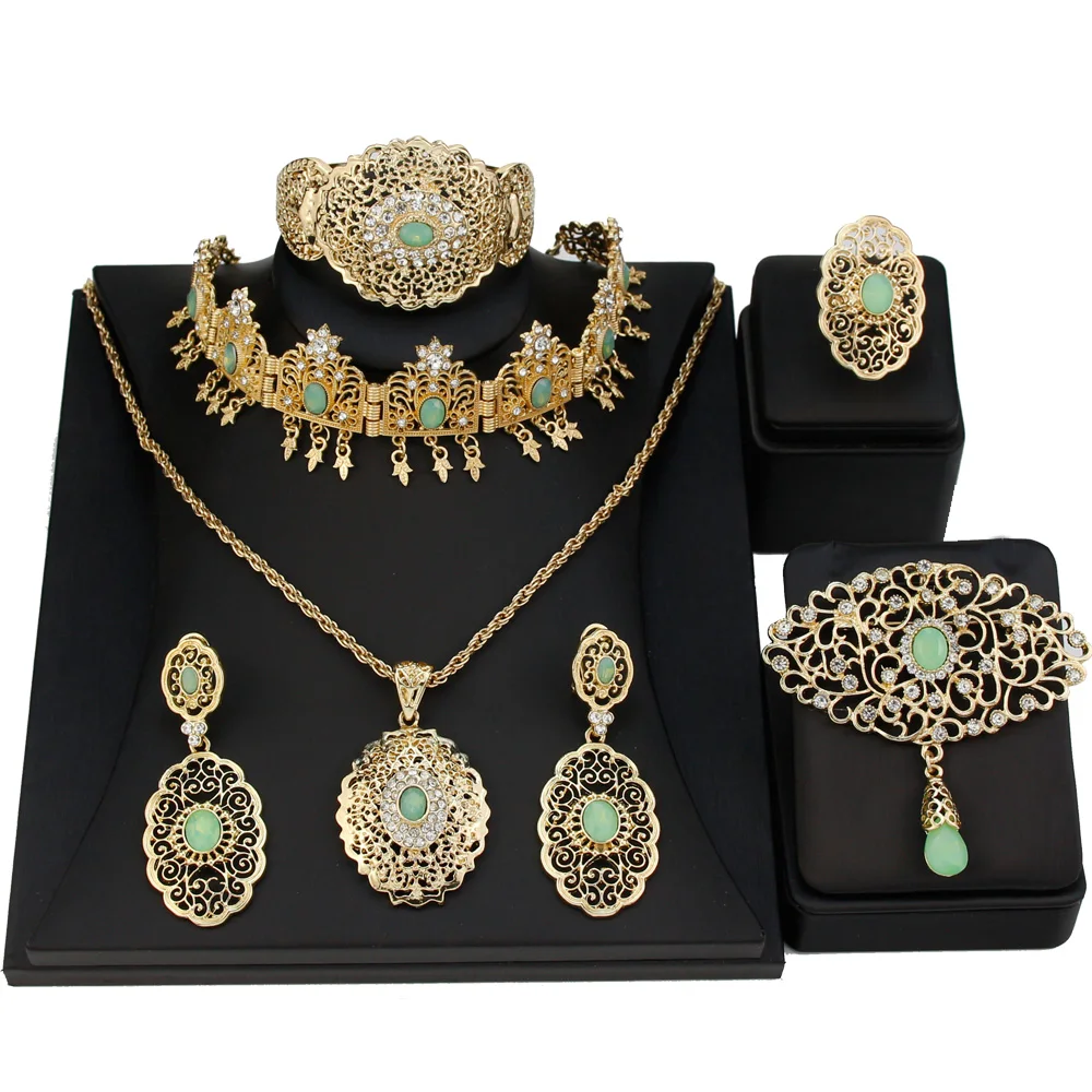 Sunspicems Gold Color Arabic Bride Wedding Jewelry Sets Morocco Caftan Accessories Hollowed Arabesques Pink Mint Green Crystal
Sunspicems Gold Color Arabic Bride Wedding Jewelry Sets Morocco Caftan Accessories Hollowed Arabesques Pink Mint Green Crystal