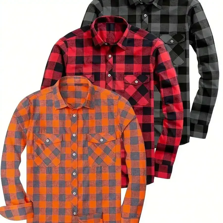 3pcs Mens Flannel Plaid Shirt Long Sleeve Regular Fit Casual Button Up
3pcs Mens Flannel Plaid Shirt Long Sleeve Regular Fit Casual Button Up