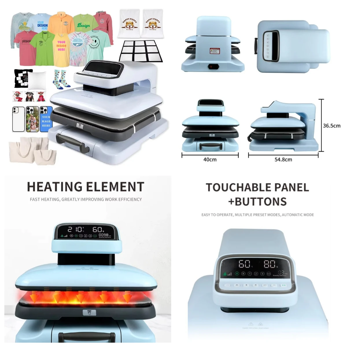 Automatic Sublimation Flat Heat Press Machine 38x38cm, Heat Transfer Printer for T-Shirt & Phone Case Printing
Automatic Sublimation Flat Heat Press Machine 38x38cm, Heat Transfer Printer for T-Shirt & Phone Case Printing
