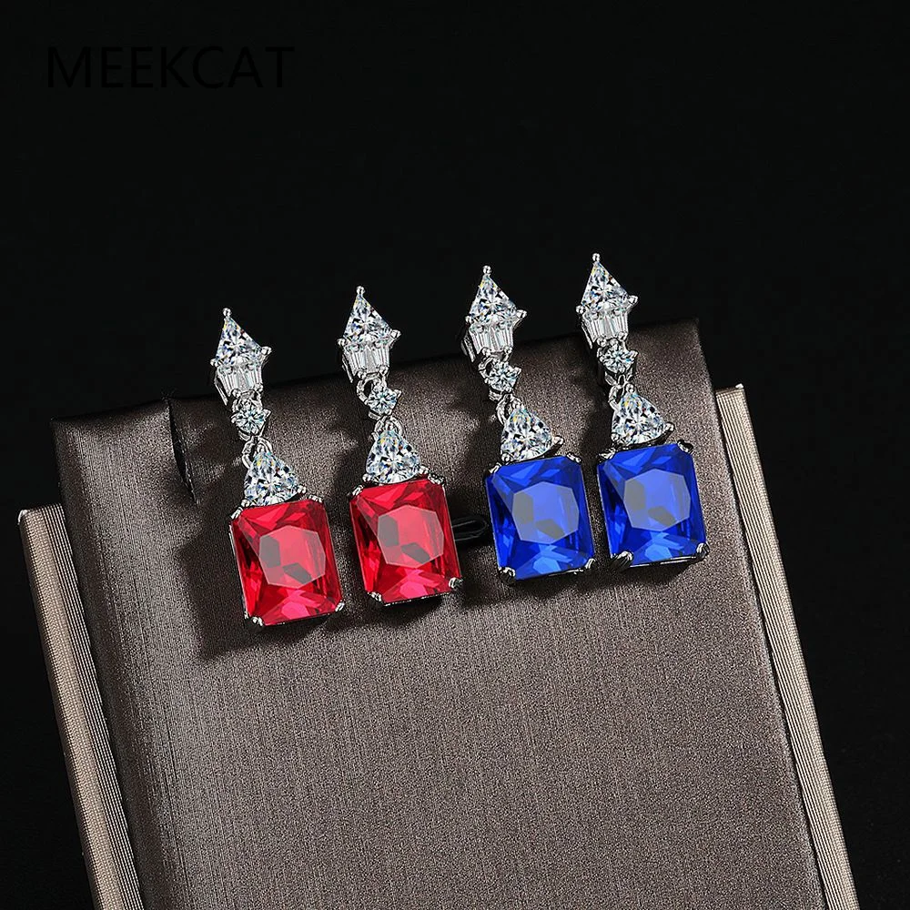 Emerald Cut Created Red Ruby Blue Sapphire 925 Sterling Silver Geometric Drop Earring for Woman Gemstone Jewelry Party Gift
Emerald Cut Created Red Ruby Blue Sapphire 925 Sterling Silver Geometric Drop Earring for Woman Gemstone Jewelry Party Gift