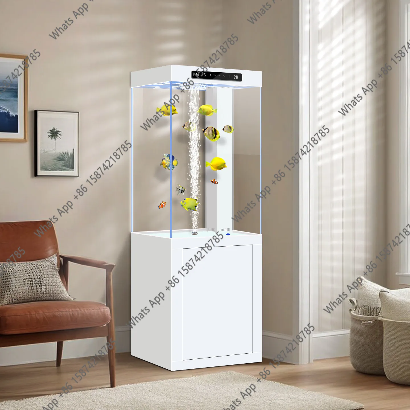 Bottom filter vertical fish tank water-free new medium-sized floor-to-ceiling household wall ultra-white glass with cabinet
Bottom filter vertical fish tank water-free new medium-sized floor-to-ceiling household wall ultra-white glass with cabinet