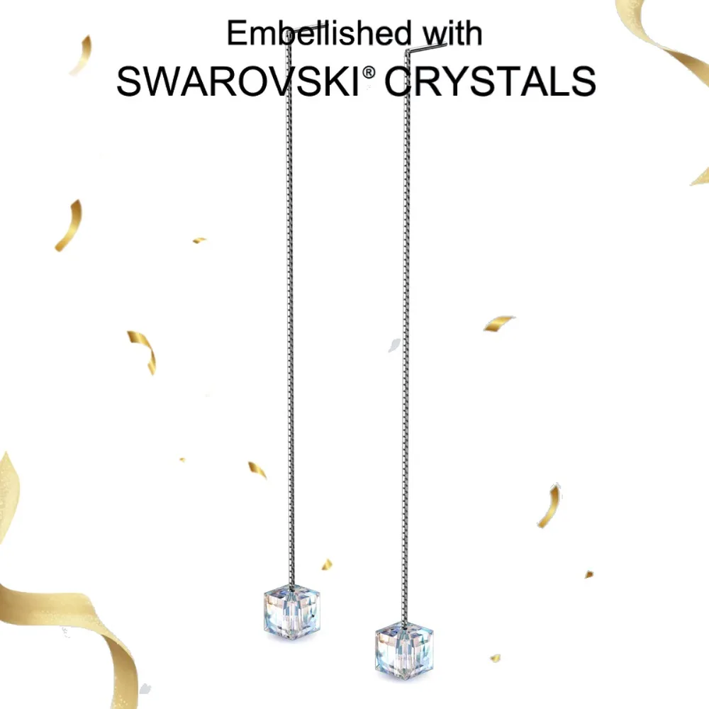 Daisini 925 Sterling Silver Small Dangling Crystal Sugar Cube Ear Line Tassel Earrings for Women Elegant Gift Dainty Design
Daisini 925 Sterling Silver Small Dangling Crystal Sugar Cube Ear Line Tassel Earrings for Women Elegant Gift Dainty Design