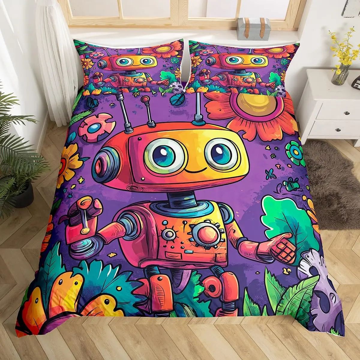 Robot Duvet Cover Cartoon Toys Intelligent Equipment Bedding Set Watercolor Flowers Comforter Cover 3pcs Polyester Quilt Cover
Robot Duvet Cover Cartoon Toys Intelligent Equipment Bedding Set Watercolor Flowers Comforter Cover 3pcs Polyester Quilt Cover