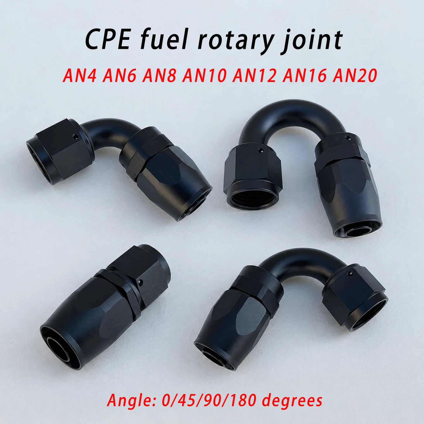 AN4- AN20 aluminum alloy hose end joint straight 45 90 180 degree rotation AN fuel line adapter Suitable for CPE hose
AN4- AN20 aluminum alloy hose end joint straight 45 90 180 degree rotation AN fuel line adapter Suitable for CPE hose