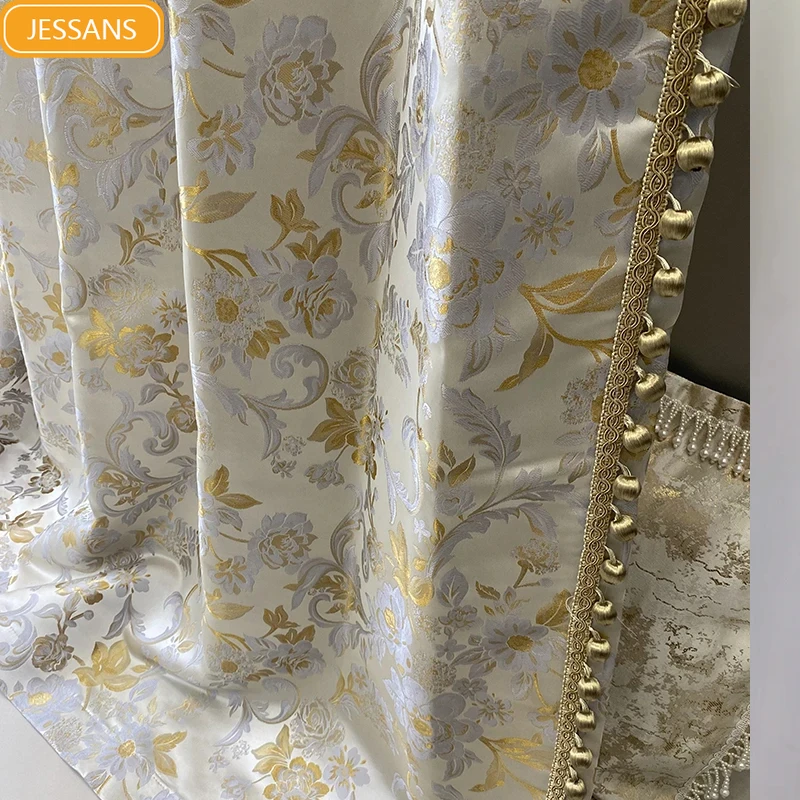 Gold Stamping Jacquard Plant Printing Thickened Blackout Curtains for Living Room Bedroom French Window Balcony Customized
Gold Stamping Jacquard Plant Printing Thickened Blackout Curtains for Living Room Bedroom French Window Balcony Customized