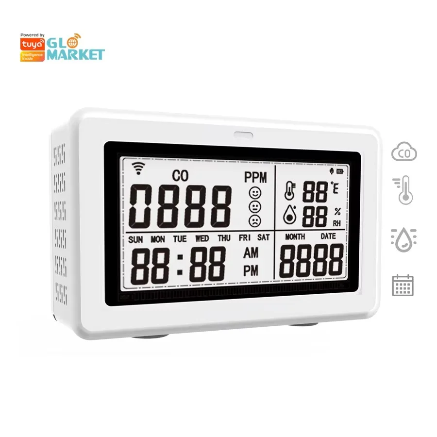 Glomarket Крытый Wi-Fi Tuya Умный датчик температуры и влажности с детектором угарного газа для умного дома
Glomarket Крытый Wi-Fi Tuya Умный датчик температуры и влажности с детектором угарного газа для умного дома